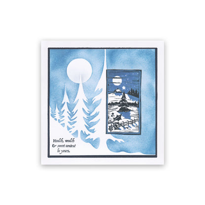 Linocut Winter - Lone Star A5 Square Stamp Set