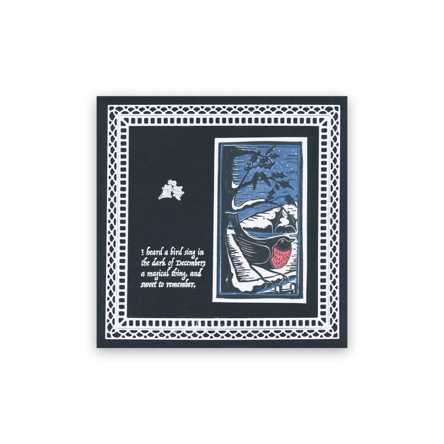 Linocut Winter - Robin A5 Square Stamp Set