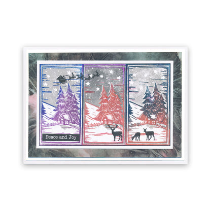 Linocut Winter - Log Cabin A5 Square Stamp Set