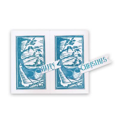 Linocut Winter - Robin A5 Square Stamp Set
