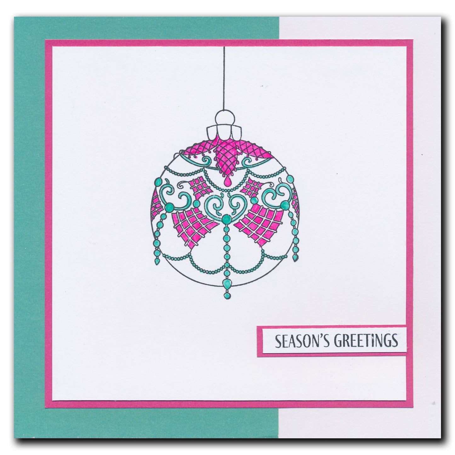 Barbara's SHAC Baubles - Season's Greetings A5 Square Stamp & Mask Set