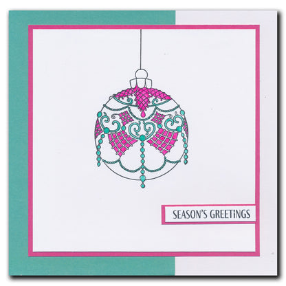 Barbara's SHAC Baubles - Season's Greetings A5 Square Stamp & Mask Set
