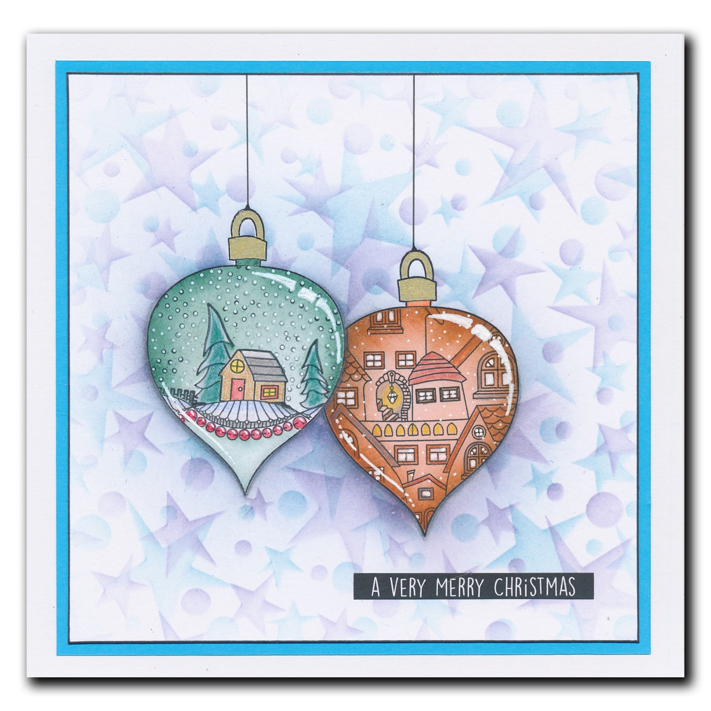 Barbara's SHAC Baubles - Merry Christmas A5 Square Stamp & Mask Set