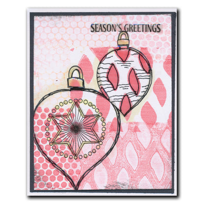 Barbara's SHAC Baubles - Merry Christmas & Season's Greetings A5 Square Stamp & Mask Collection