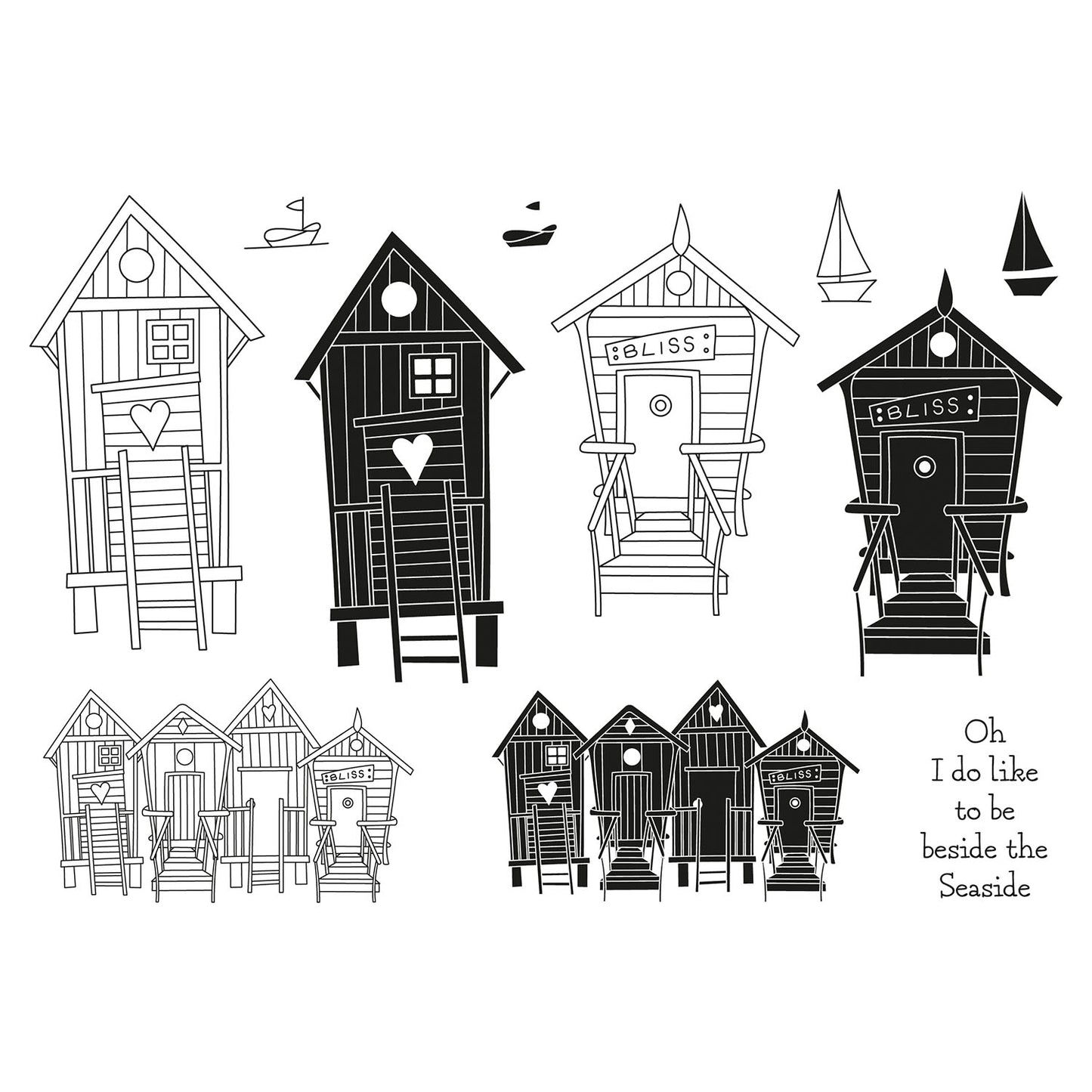 Barbara's SHAC Beach Huts A5 Stamp & Mask Set
