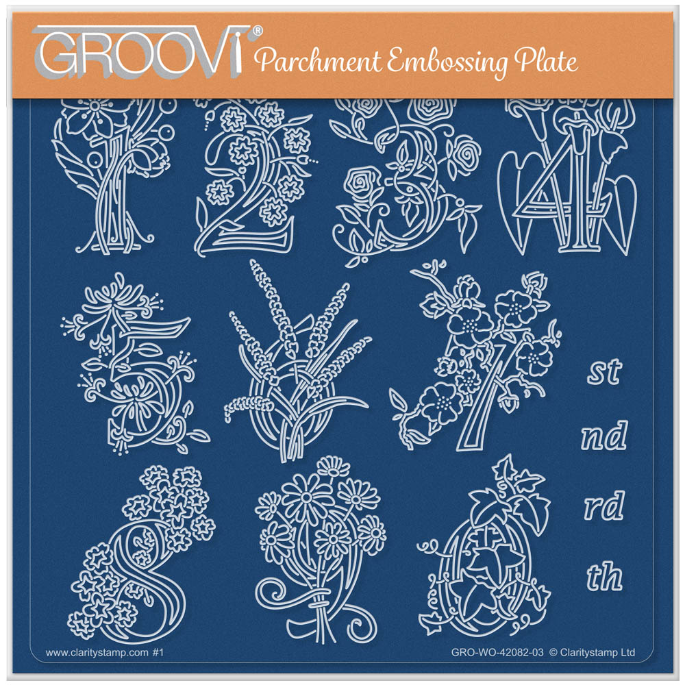 Barbara's Bijou Floral Numbers A5 Square Groovi Plate