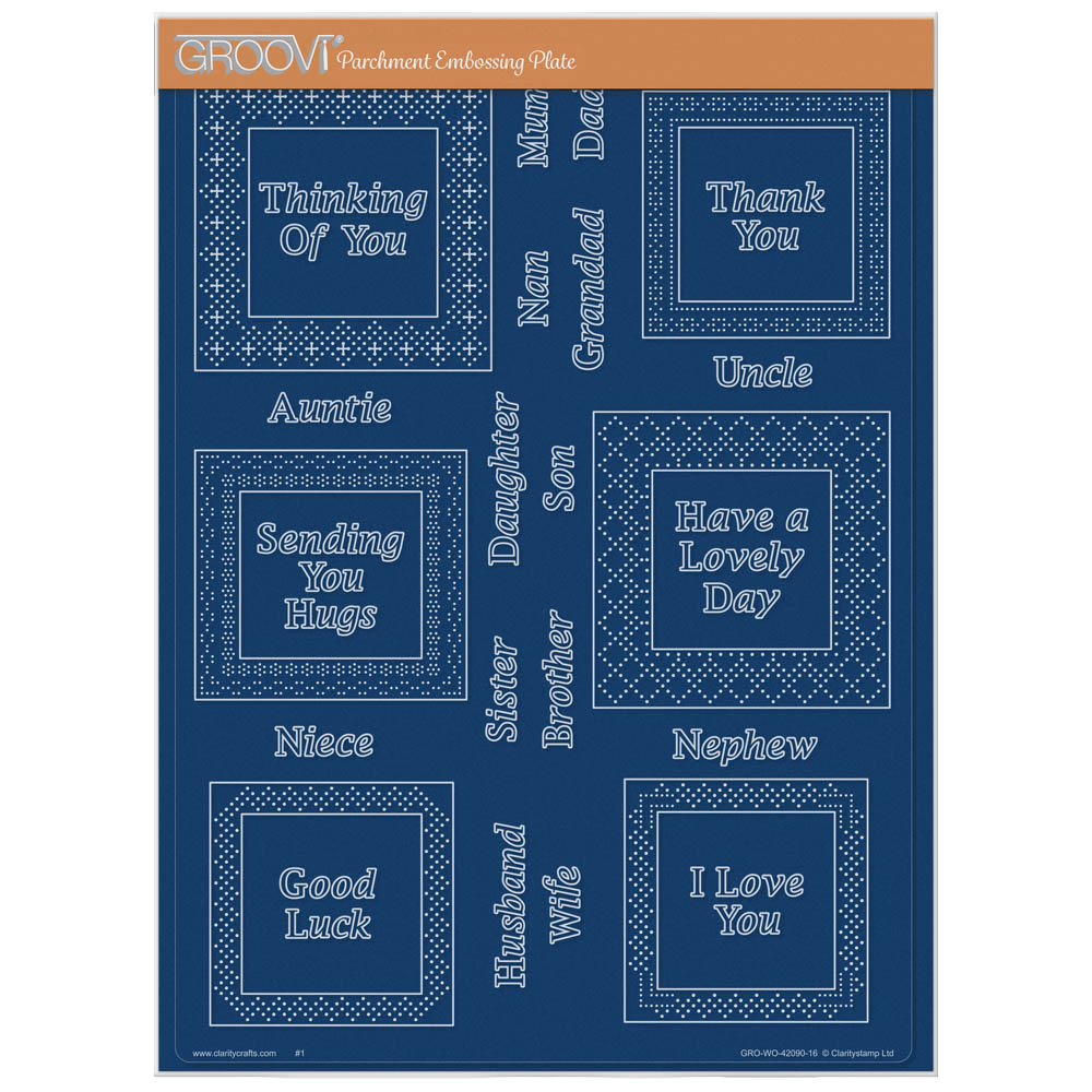 Dotted Lace Frames - Sentiments & Family A4 Groovi Plate