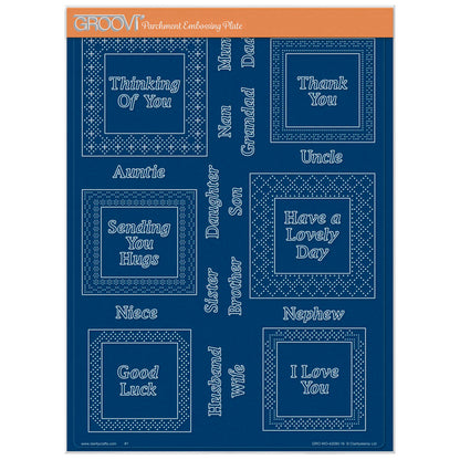 Dotted Lace Frames - Sentiments & Family A4 Groovi Plate