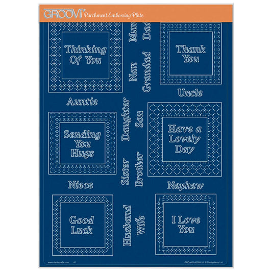 Dotted Lace Frames - Sentiments & Family A4 Groovi Plate