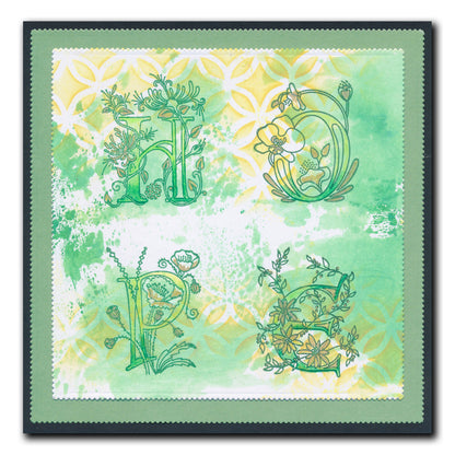 Floral Alphabet - Letter H - A6 Square Stamp Set