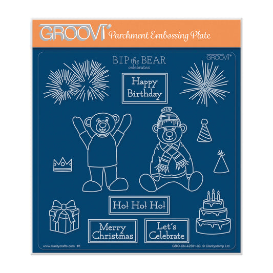 BIP the Bear Celebrates A5 Square Groovi Plate
