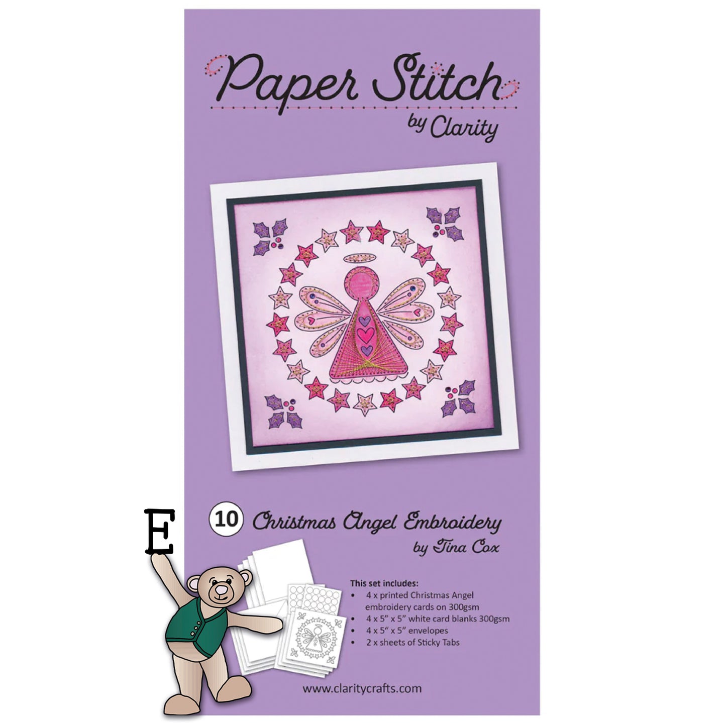 Paper Stitch by Clarity - 10 - Christmas Angel Embroidery Card Pack