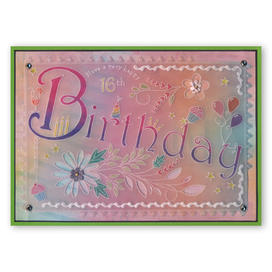 Linda's Birthday Dangles A5 Groovi Plate