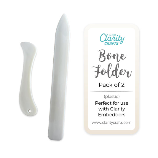 Clarity Bone Folder Set pack of 2 plastic bone folders for card making, papercraft, parchment craft and use with Clarity Embedders.
