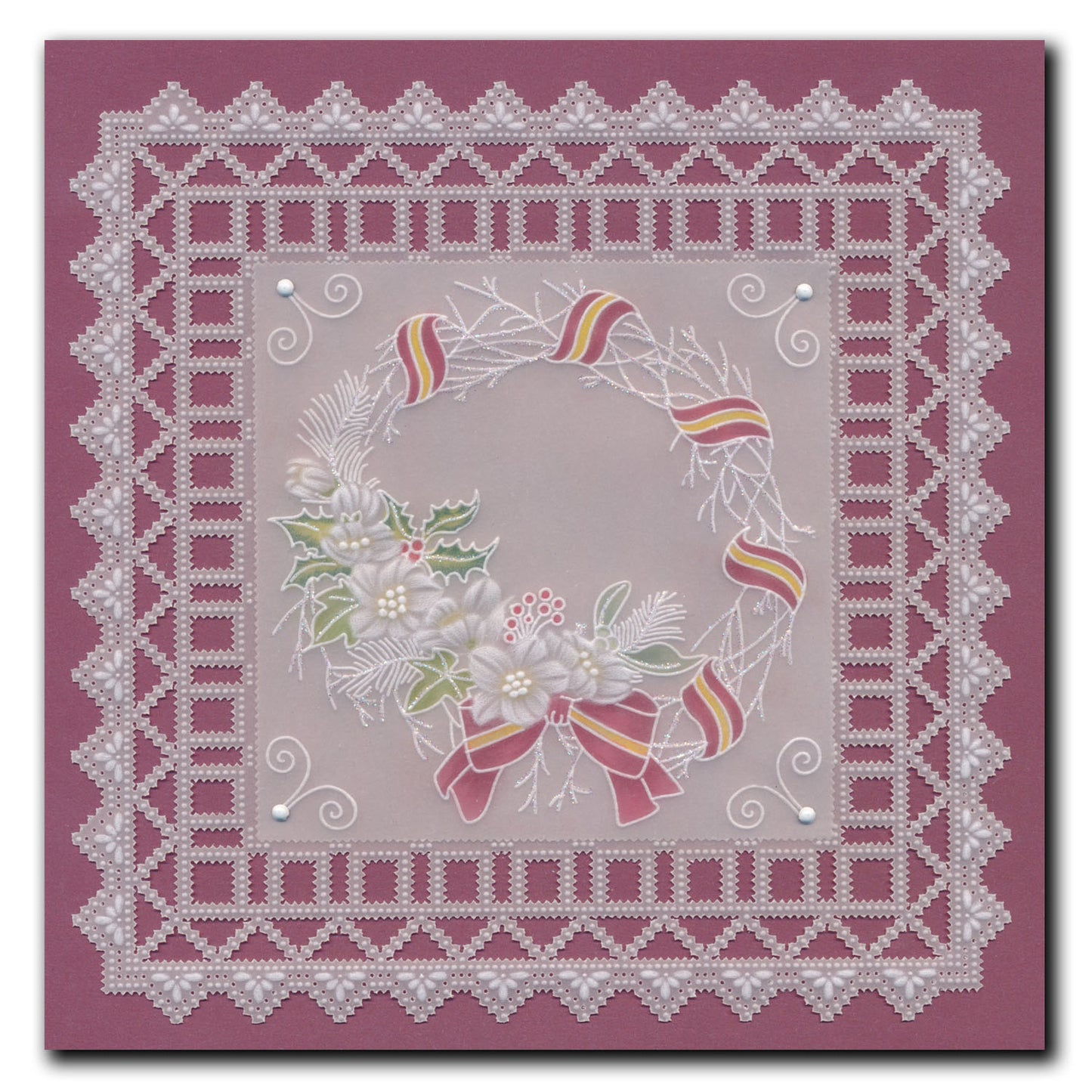 Linda's Woven Wreath & Ribbons and Bows A4 Square & A5 Square Groovi Plate Duo