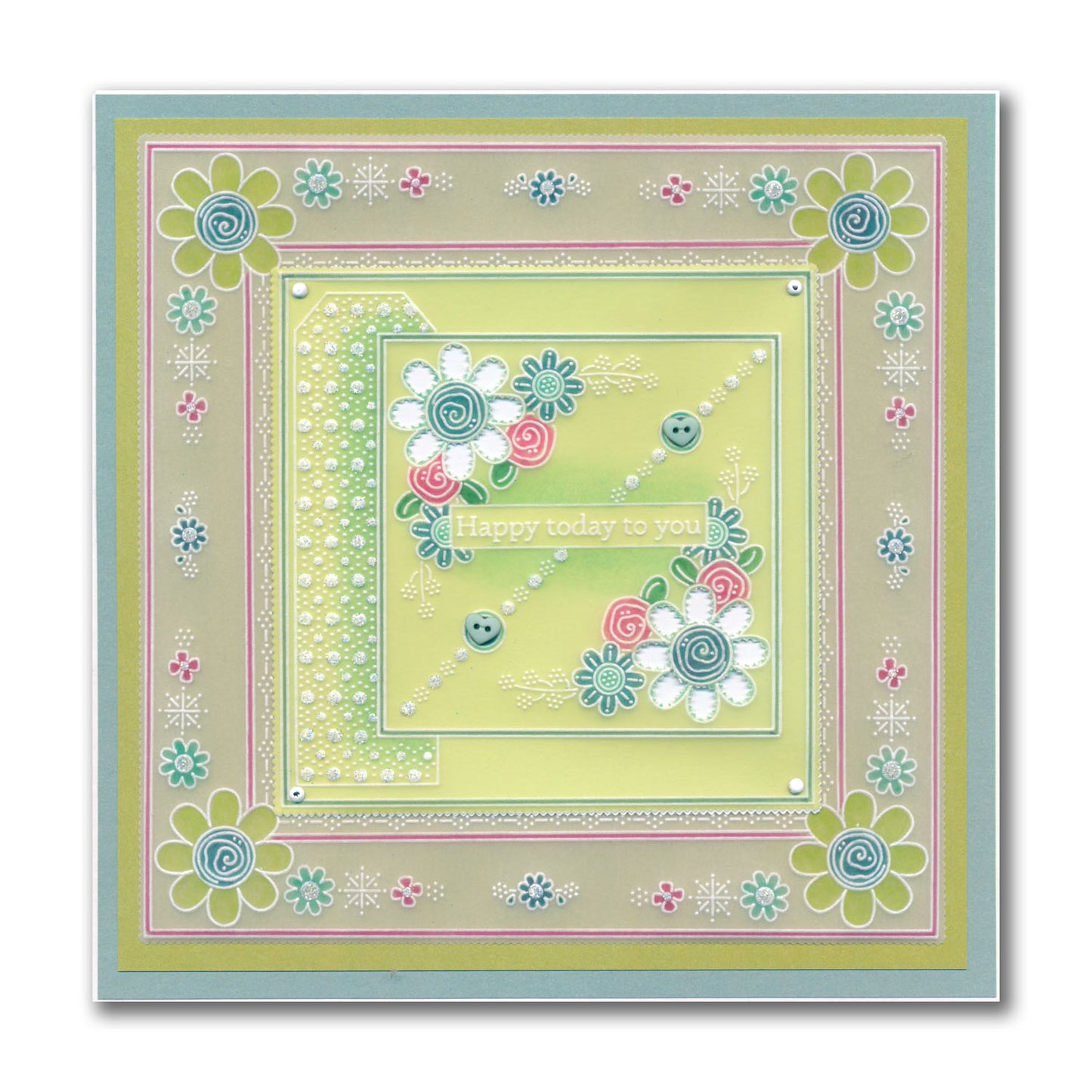 Tina's Dainty Daisy & Rose Parchlet A6 Square Groovi Plate