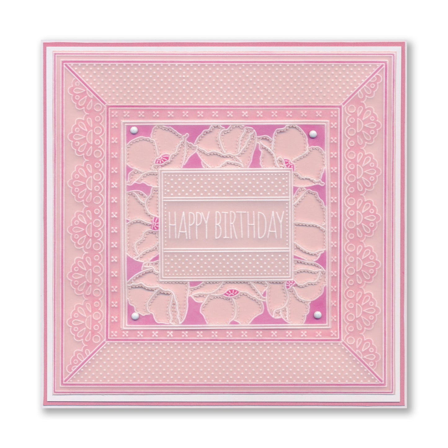 Floral Frame & Sentiments - Happy Birthday Poppies A6 Square Groovi Plate