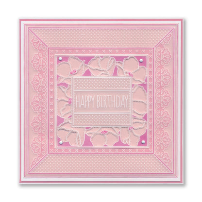 Floral Frame & Sentiments - Happy Birthday Poppies A6 Square Groovi Plate