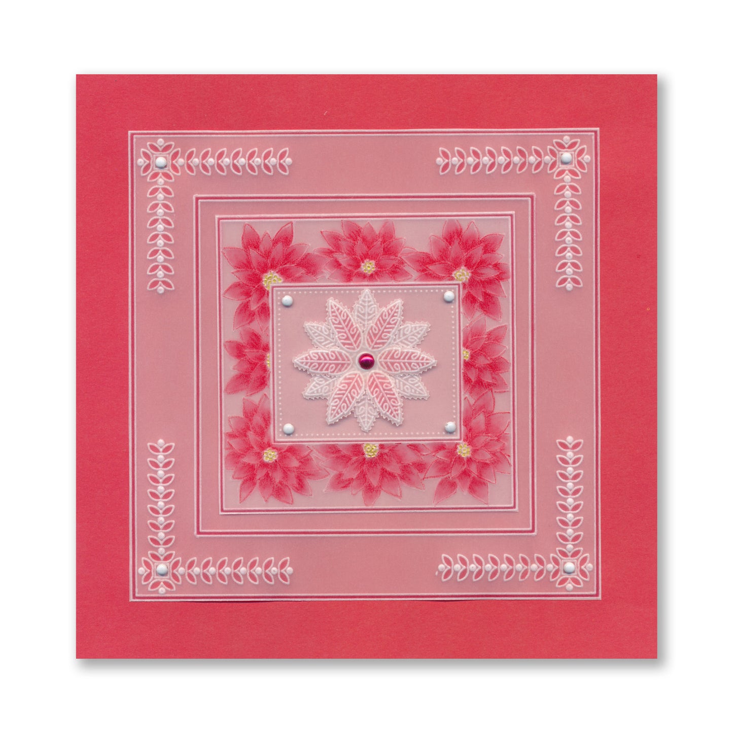 Festive Frame & Sentiments - Merry Christmas Poinsettia A6 Square Groovi Plate