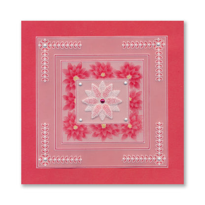 Festive Frame & Sentiments - Merry Christmas Poinsettia A6 Square Groovi Plate