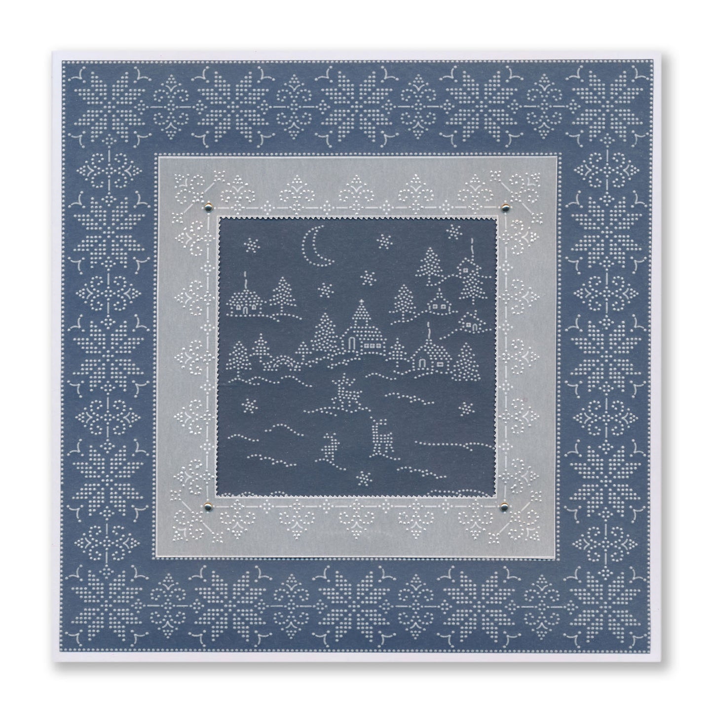 Linda's Dotty Cross-Stitch Christmas Layering Frame A4 Square Groovi Plate