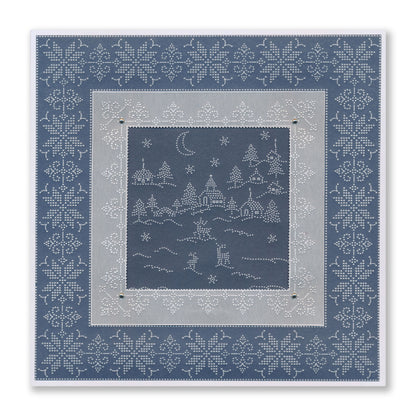 Linda's Dotty Cross-Stitch Christmas Layering Frame A4 Square Groovi Plate