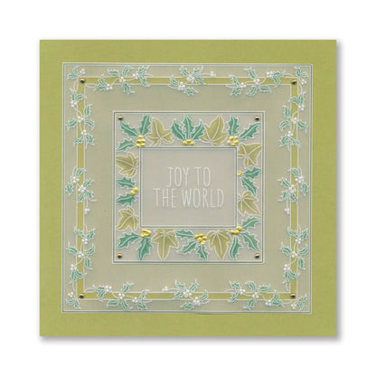 Festive Frame & Sentiments - Joy to the World Holly & Ivy A6 Square Groovi Plate