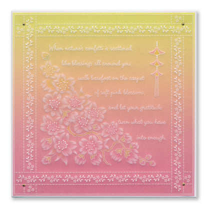 Linda's Dotty Cross-Stitch Oriental Fan Layering Frame A4 Square Groovi Plate