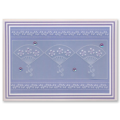 Linda's Dotty Cross-Stitch Oriental Fan Layering Frame A4 Square Groovi Plate