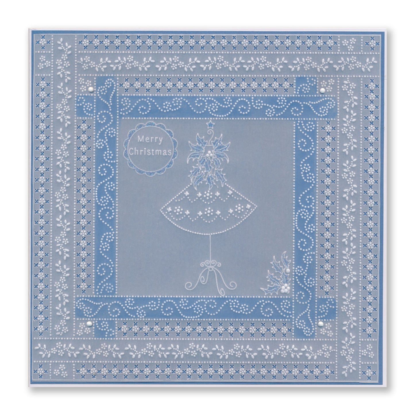 Linda's Dotty Cross-Stitch Oriental Fan Layering Frame A4 Square Groovi Plate