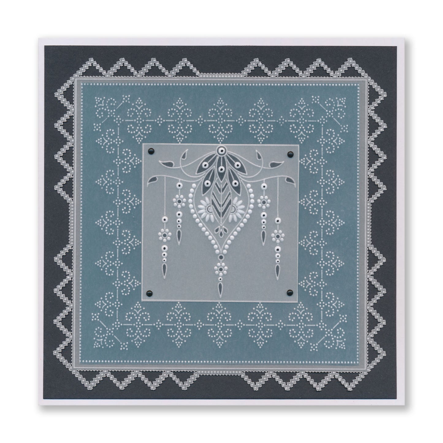 Linda's Dotty Cross-Stitch Christmas Layering Frame A4 Square Groovi Plate