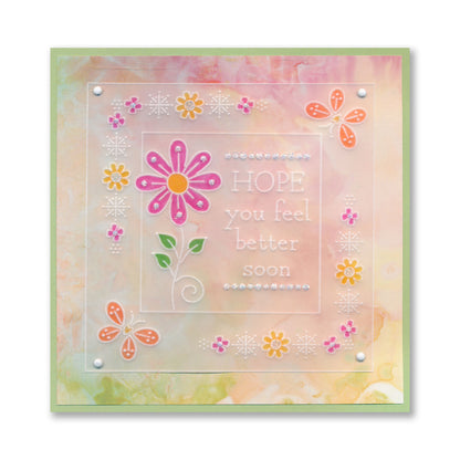 Tina's Floral Samplers A4 Groovi Plate Duo with 8x8 Rainbow River Designer Parchment