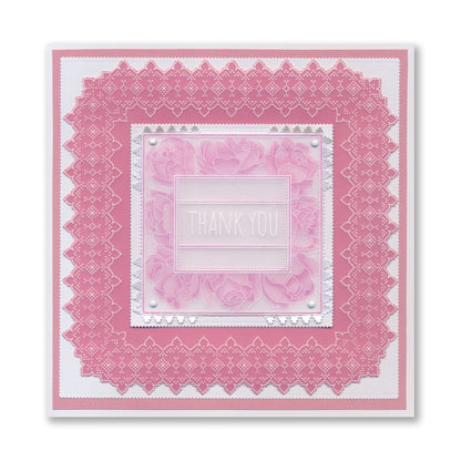 Floral Frame & Sentiments - Thank You Peonies A6 Square Groovi Plate