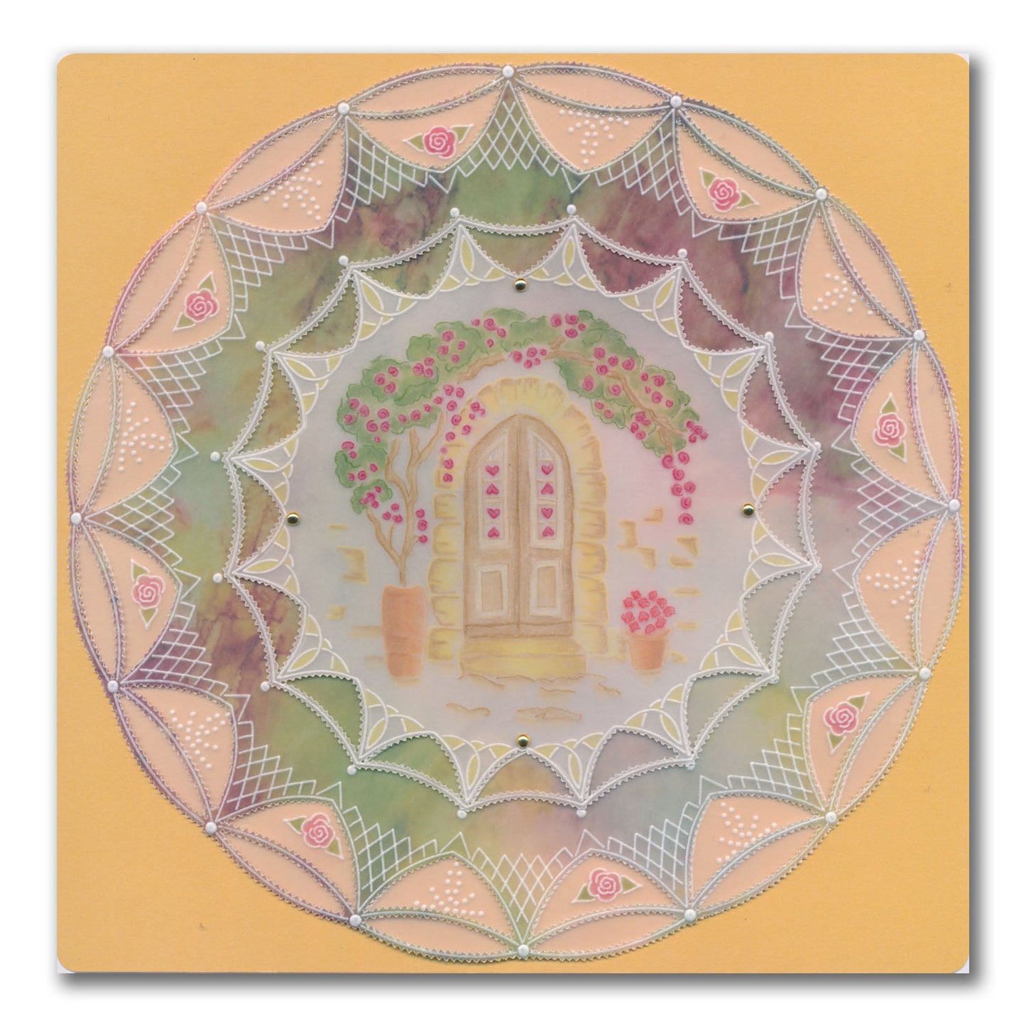 Linda's Tuscan Roses & Portico Layering Frame A4 Square Groovi Plate