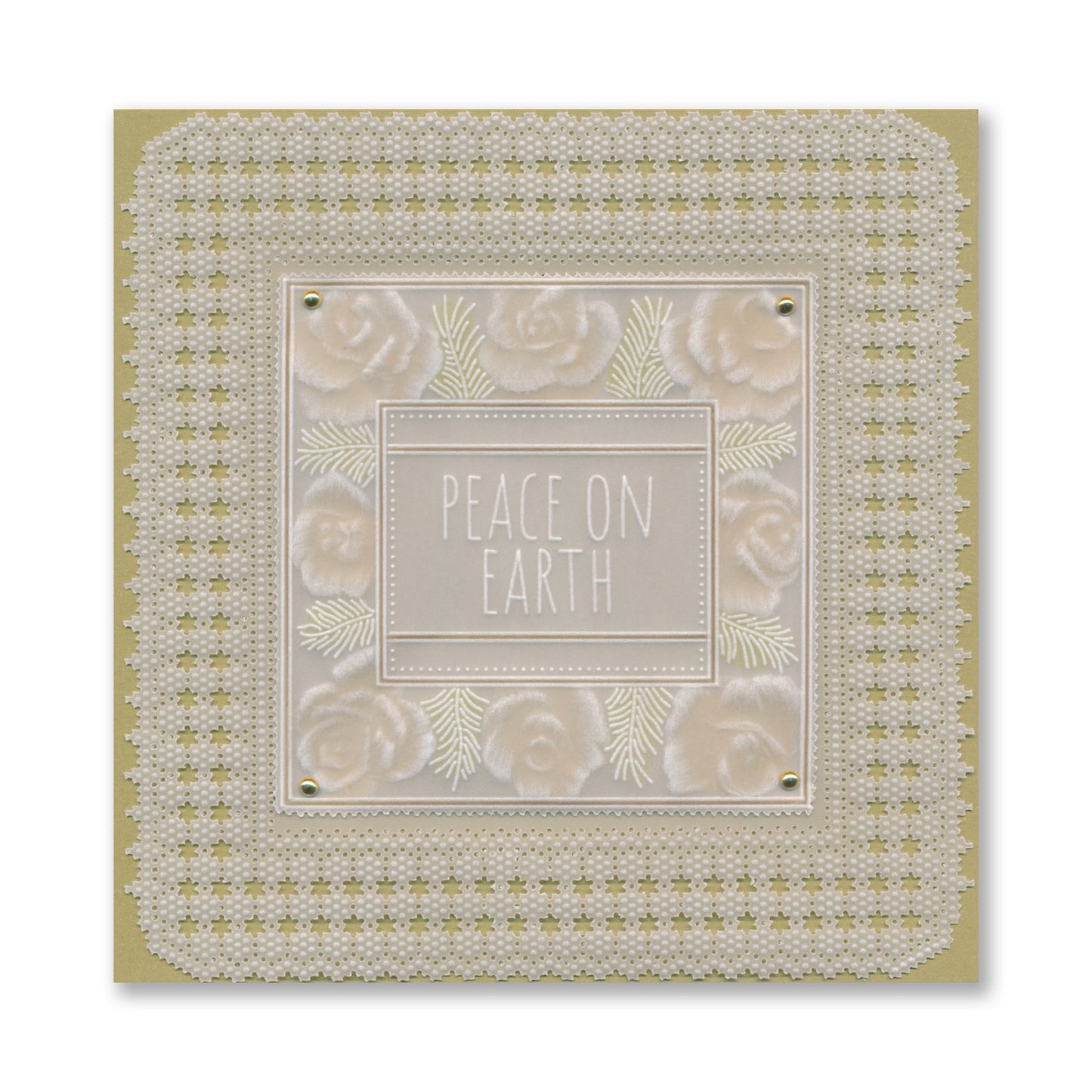Festive Frame & Sentiments - Peace on Earth Rose A6 Square Groovi Plate