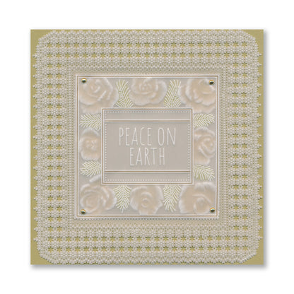 Festive Frame & Sentiments - Peace on Earth Rose A6 Square Groovi Plate