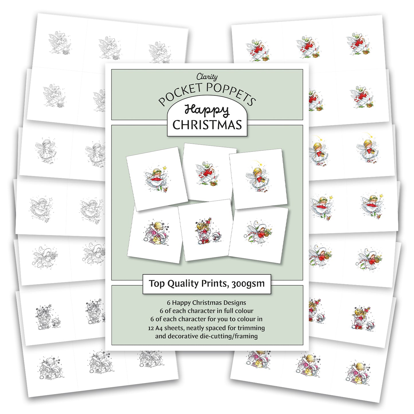 Happy Christmas - Pocket Poppets Card Toppers