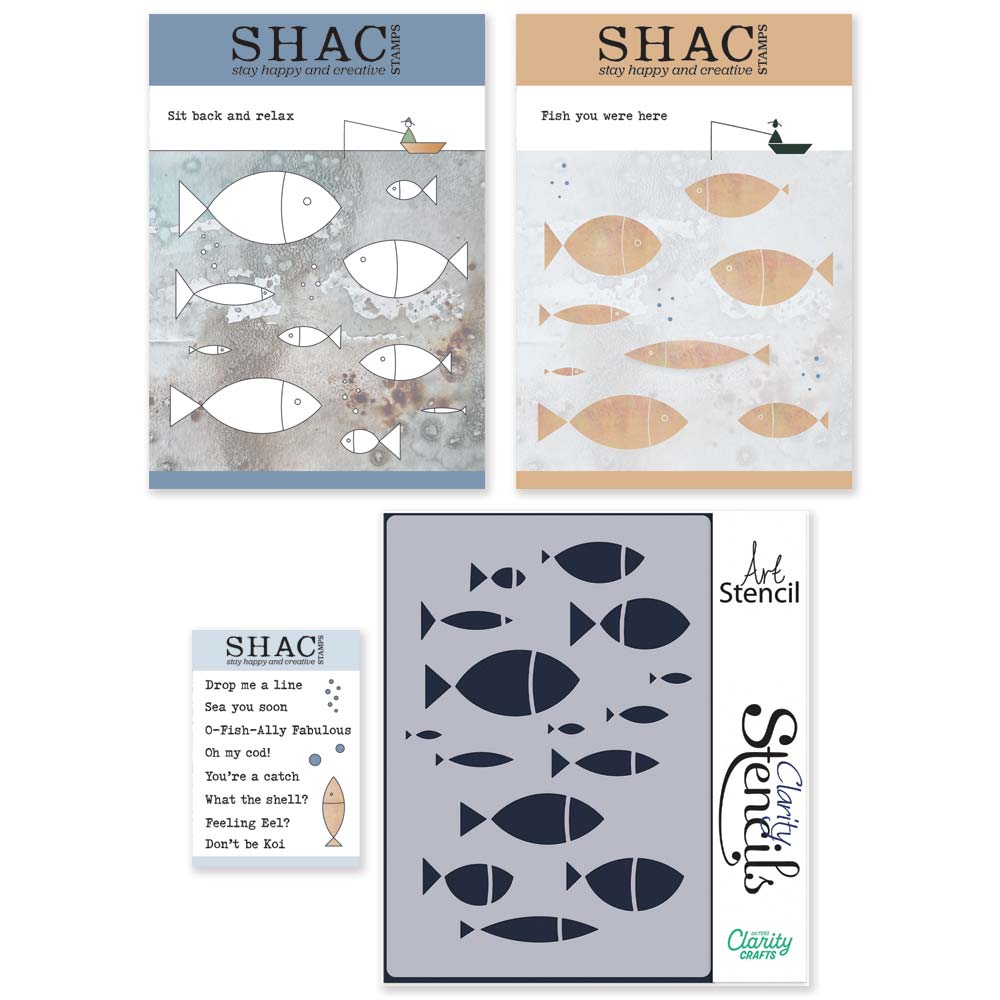 Barbara's SHAC Fish A5 & A7 Stamp, Mask & Stencil Collection + DOUBLE LOYALTY POINTS