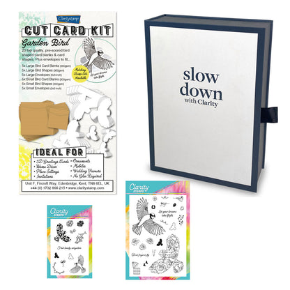 Slow Down with Clarity Cut Card Kit - Garden Bird Collection & Deluxe Book Box Storage