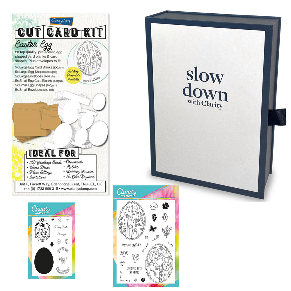Slow Down with Clarity Cut Card Kit - Easter Egg Collection & Deluxe Book Box Storage