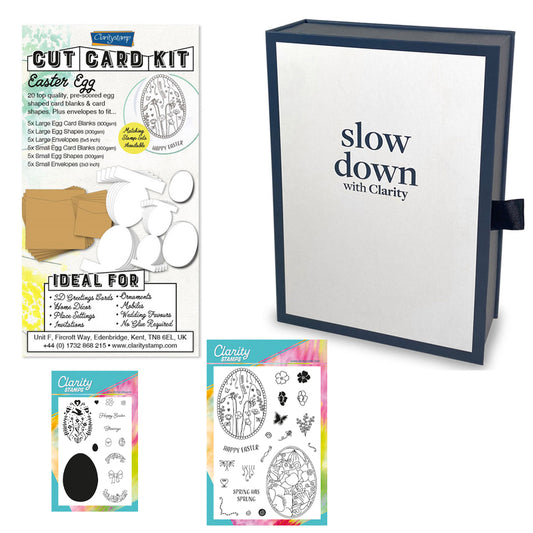 Slow Down with Clarity Cut Card Kit - Easter Egg Collection & Deluxe Book Box Storage