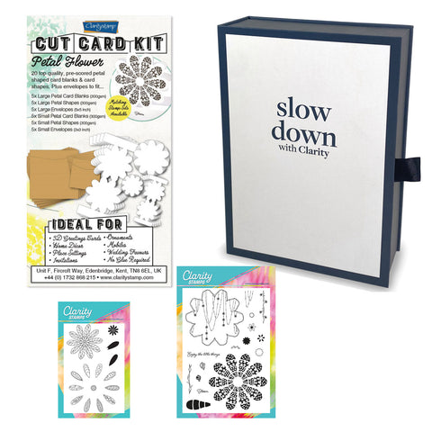 Slow Down with Clarity Cut Card Kit - Petal Flower Collection & Deluxe Book Box Storage