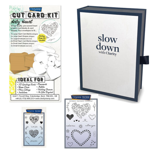 Slow Down with Clarity Cut Card Kit - Arty Heart Collection & Deluxe Book Box Storage