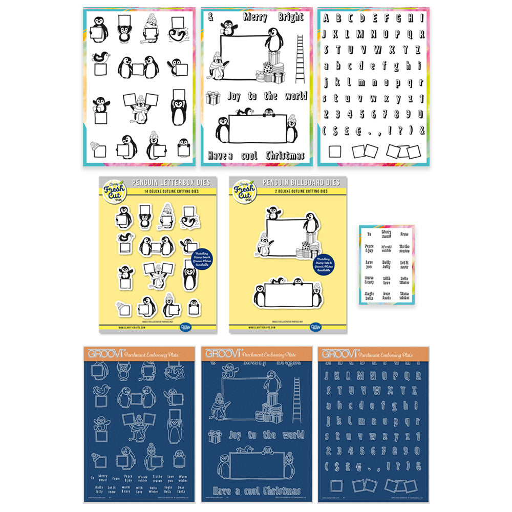 Penguins, Letterboxes, Billboards & ABC Stamp, Mask, Die & Groovi Complete Collection