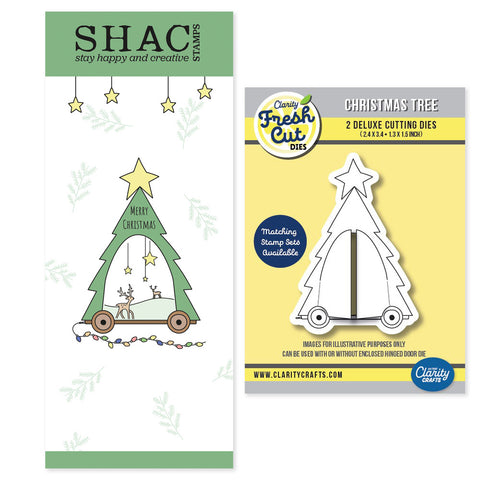 Barbara's SHAC Christmas Tree Wooden Toy A4 Slim Stamp & Die Duo