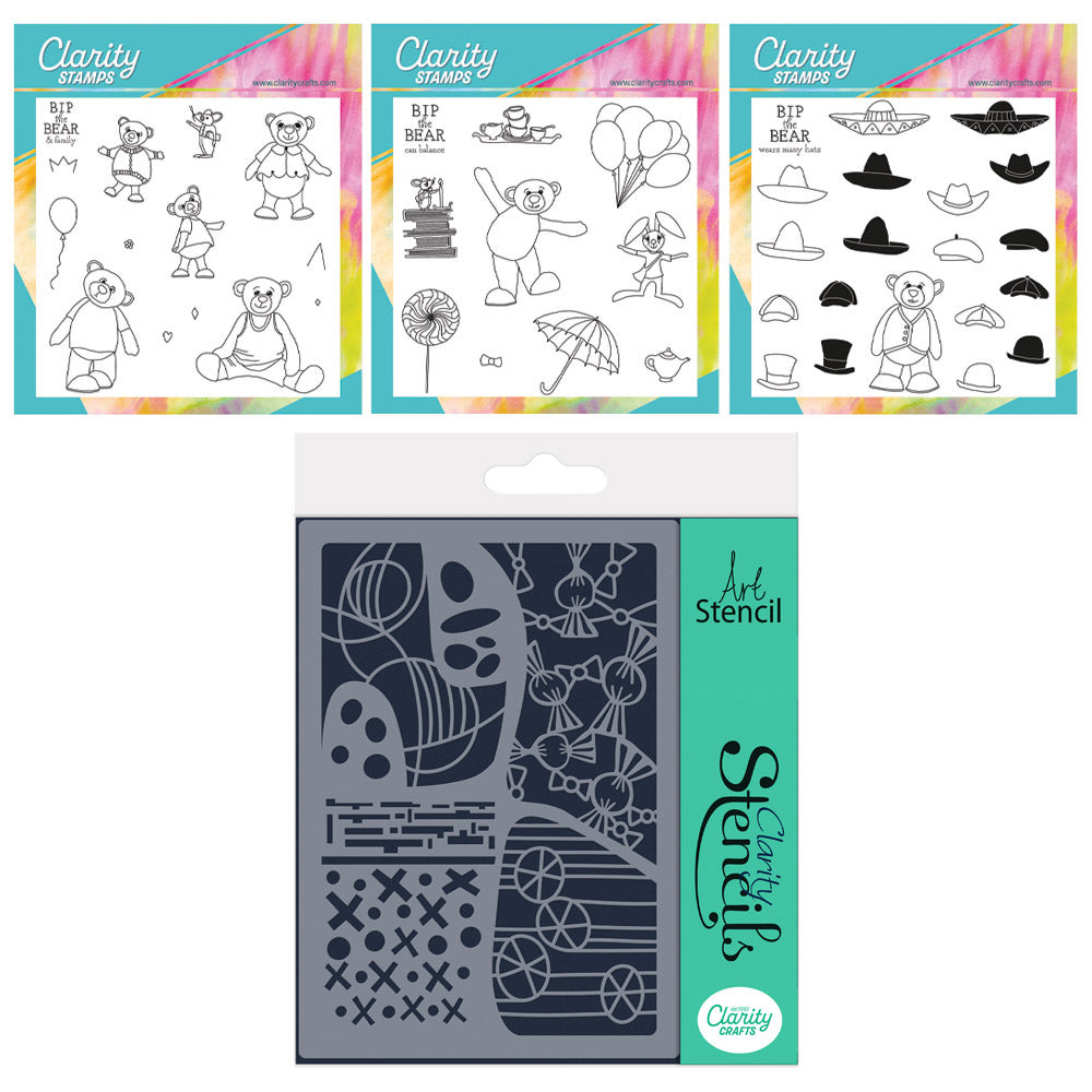 BIP the Bear Characters A5 Square Stamp & Mask Collection with FREE A4 Stencil worth £8.49
