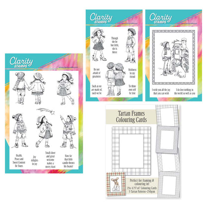 Barbara's Vintage Children Stamps & Tartan Frames Collection with FREE GIFT Blending Pen Worth £6.25