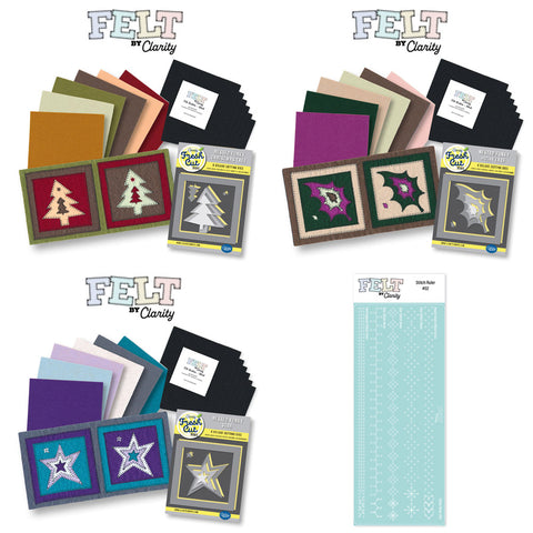 Felt by Clarity - Clarity Festive Tile Kits - Complete Collection with Stitch Ruler No. 2