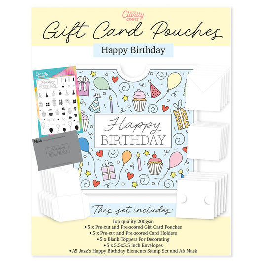 Jazz's Happy Birthday Voucher Pouch Stamp, Mask, Die Cut Wallets & Envelopes Collection