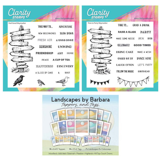Waymarkers A5 Square Stamp & Mask Collection with FREE Landscape Toppers & Tags Worth £10.49